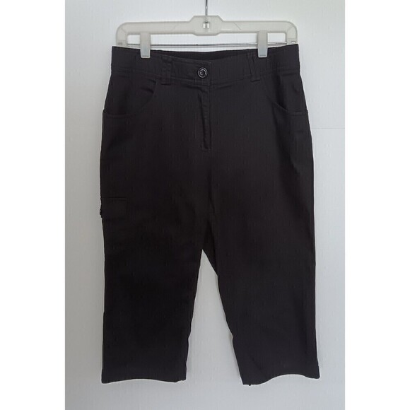 Size 8 Counterparts Black Capri Pants Cropped Elastic Waistband - Picture 1 of 7